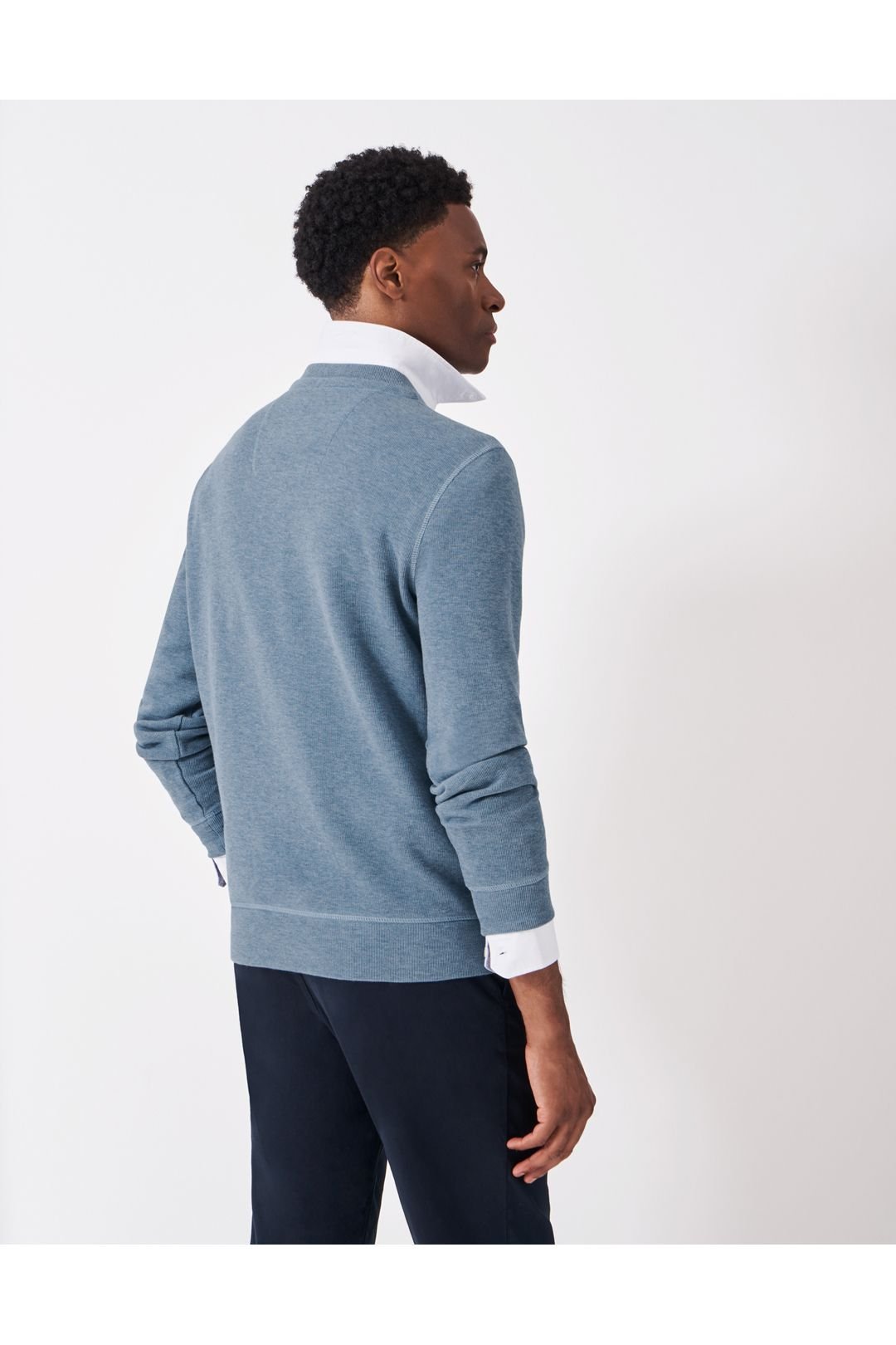 Crew Clothing Crew Clothing Men's French Rib Knit Crew Blue Marl - 4