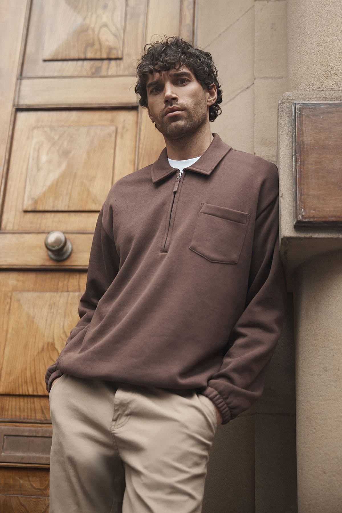 Burton Burton Men's Chocolate Half Zip Neck Jersey Jumper