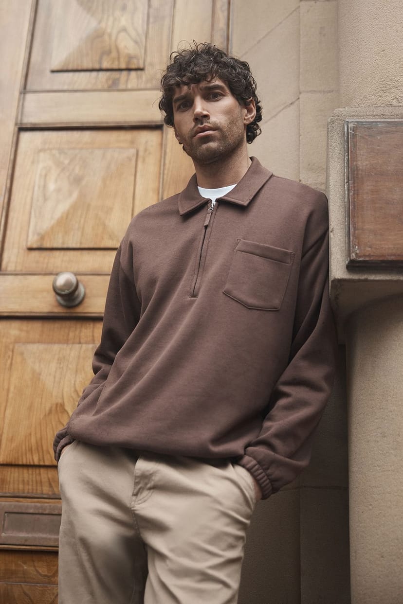 Burton Burton Men's Chocolate Half Zip Neck Jersey Jumper - 1