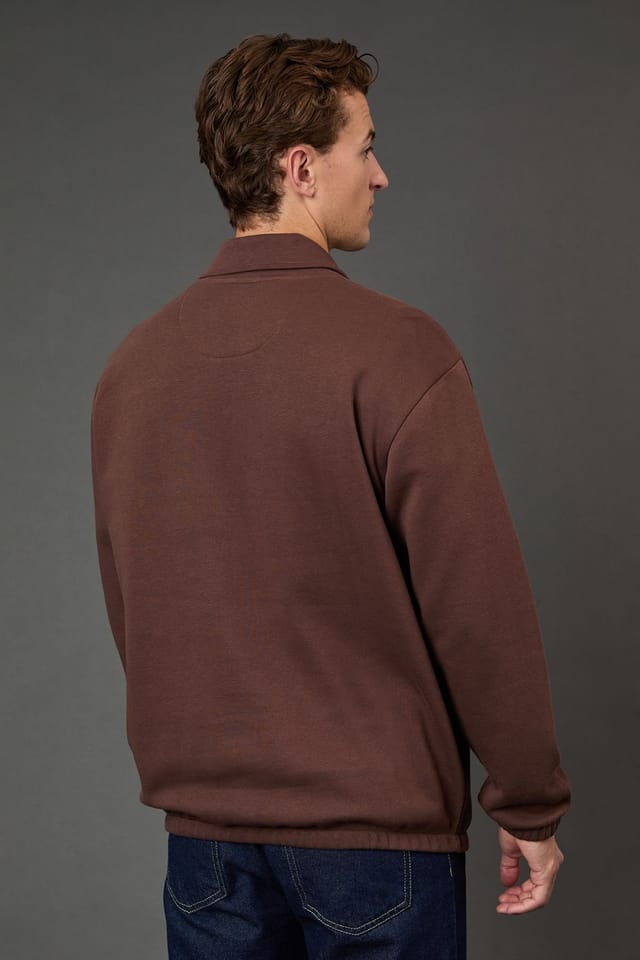 Burton Burton Men's Chocolate Half Zip Neck Jersey Jumper - 3
