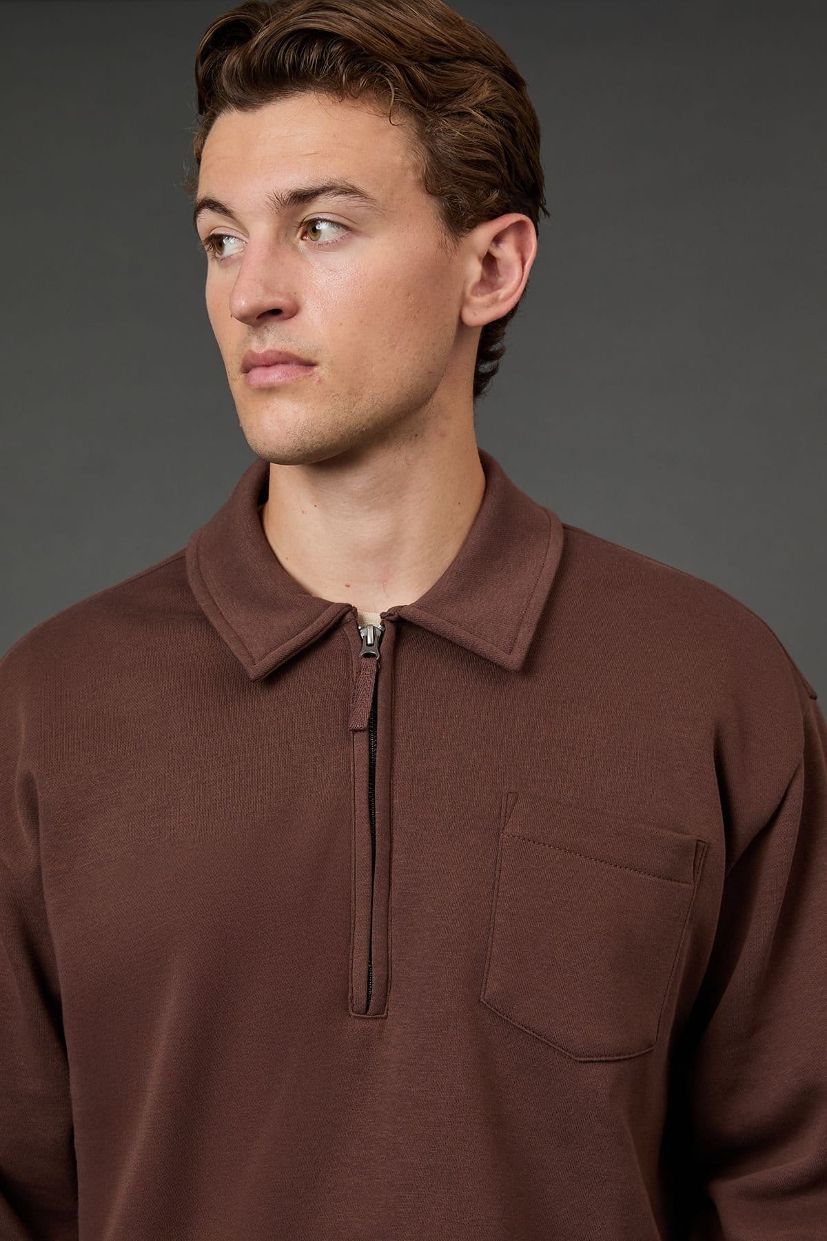 Burton Burton Men's Chocolate Half Zip Neck Jersey Jumper - 4