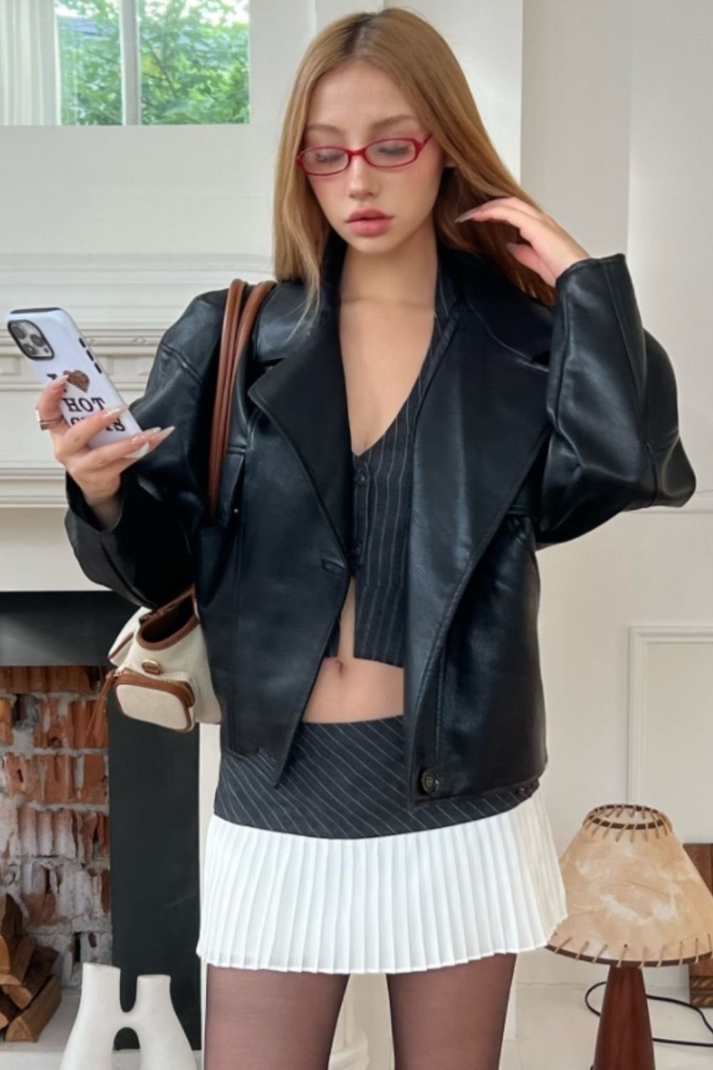 OUTTA BOX OUTTA BOX Women's Women's Autumn Vintage PU Leather Biker Jacket in Black - 2