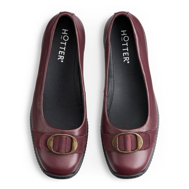 Hotter Hotter Women's Wide Fit 'Grace' Ballet Pumps in Maroon - 3
