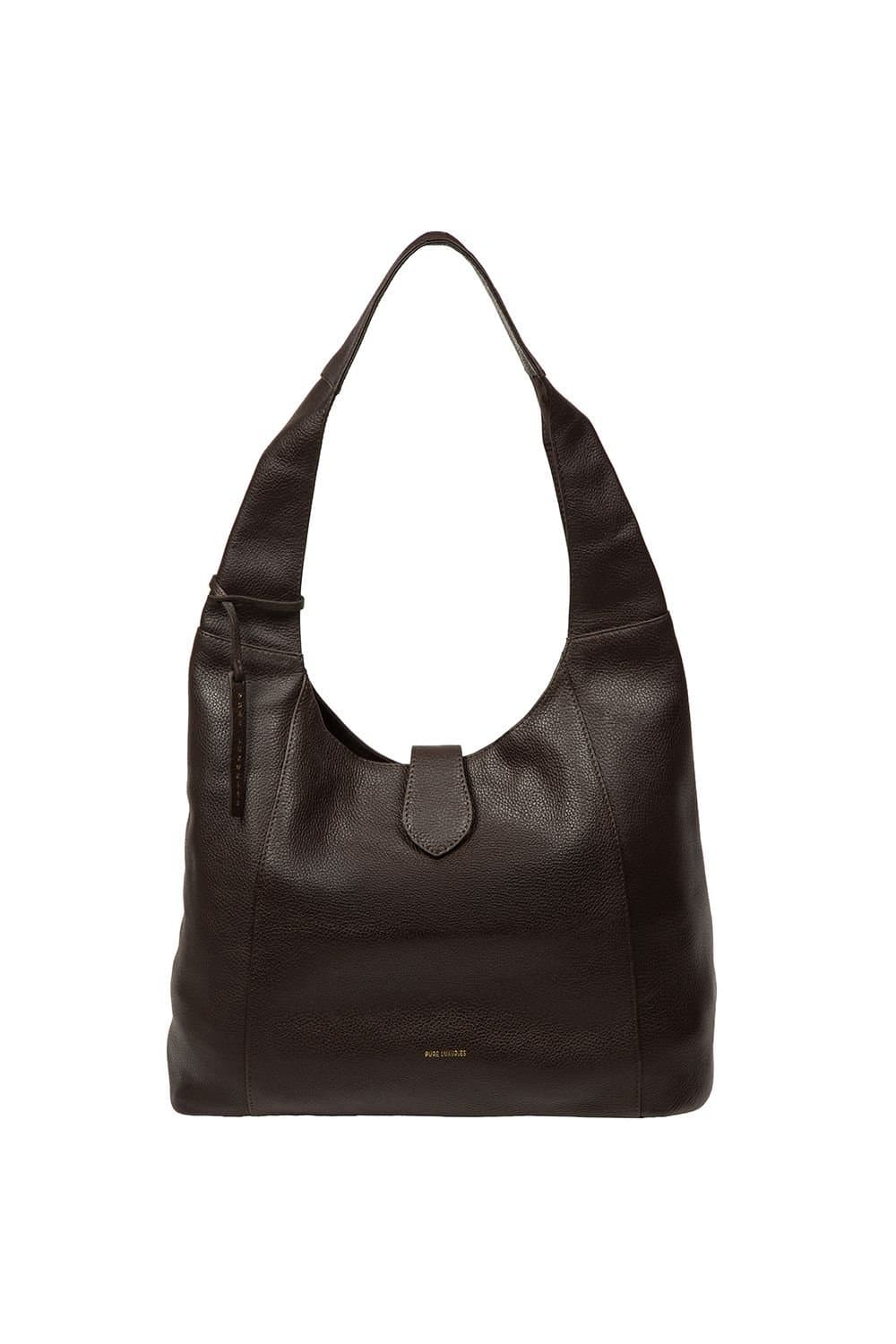 Pure Luxuries London Pure Luxuries London Women's 'Everly' Leather Shoulder Bag in Dark Brown