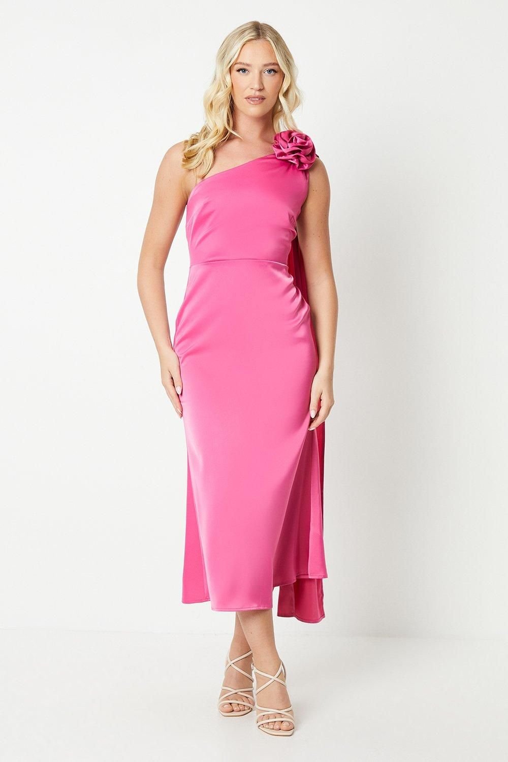 Debut London Debut London Women's by Coast Corsage & Cape Detail Midi Dress in Pink - 2