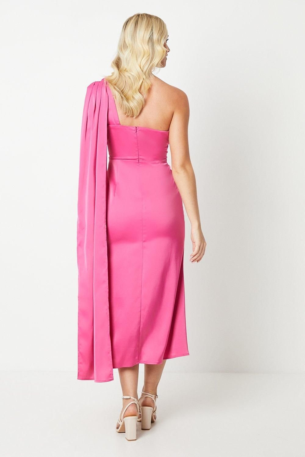 Debut London Debut London Women's by Coast Corsage & Cape Detail Midi Dress in Pink - 3