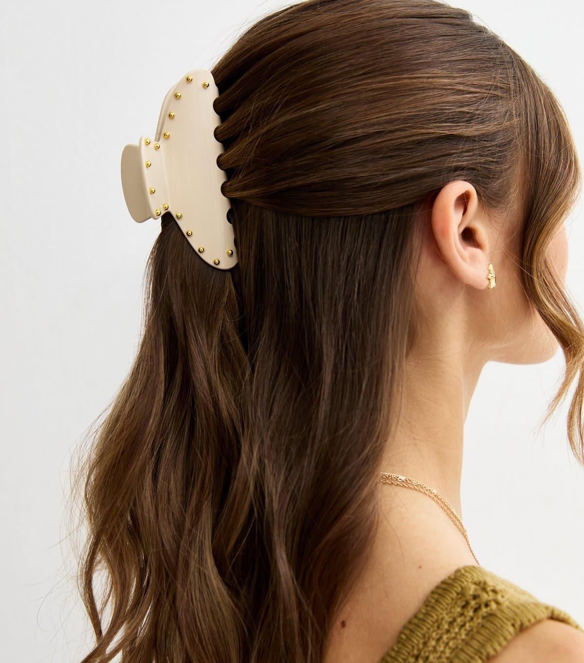 New Look Cream Studded Hair Clip New Look