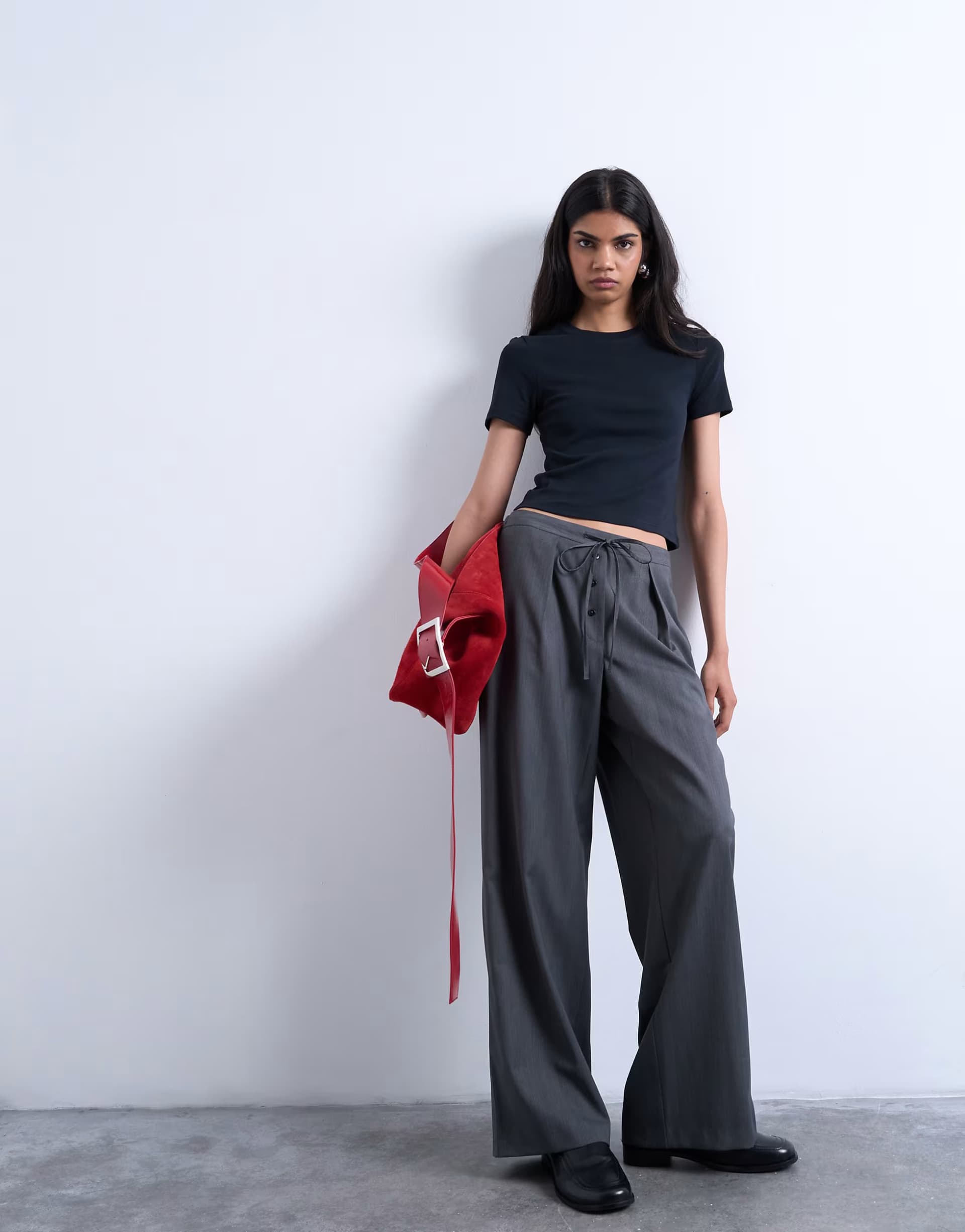 ASOS Topshop tie waist boxer jogger in grey