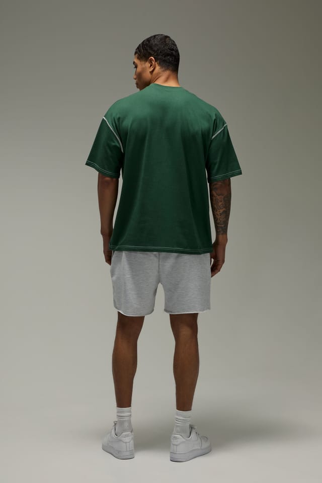 Training Dept. Training Dept. Men's Training Dept Oversized Contrast Stitch T-Shirt in Forest - 2