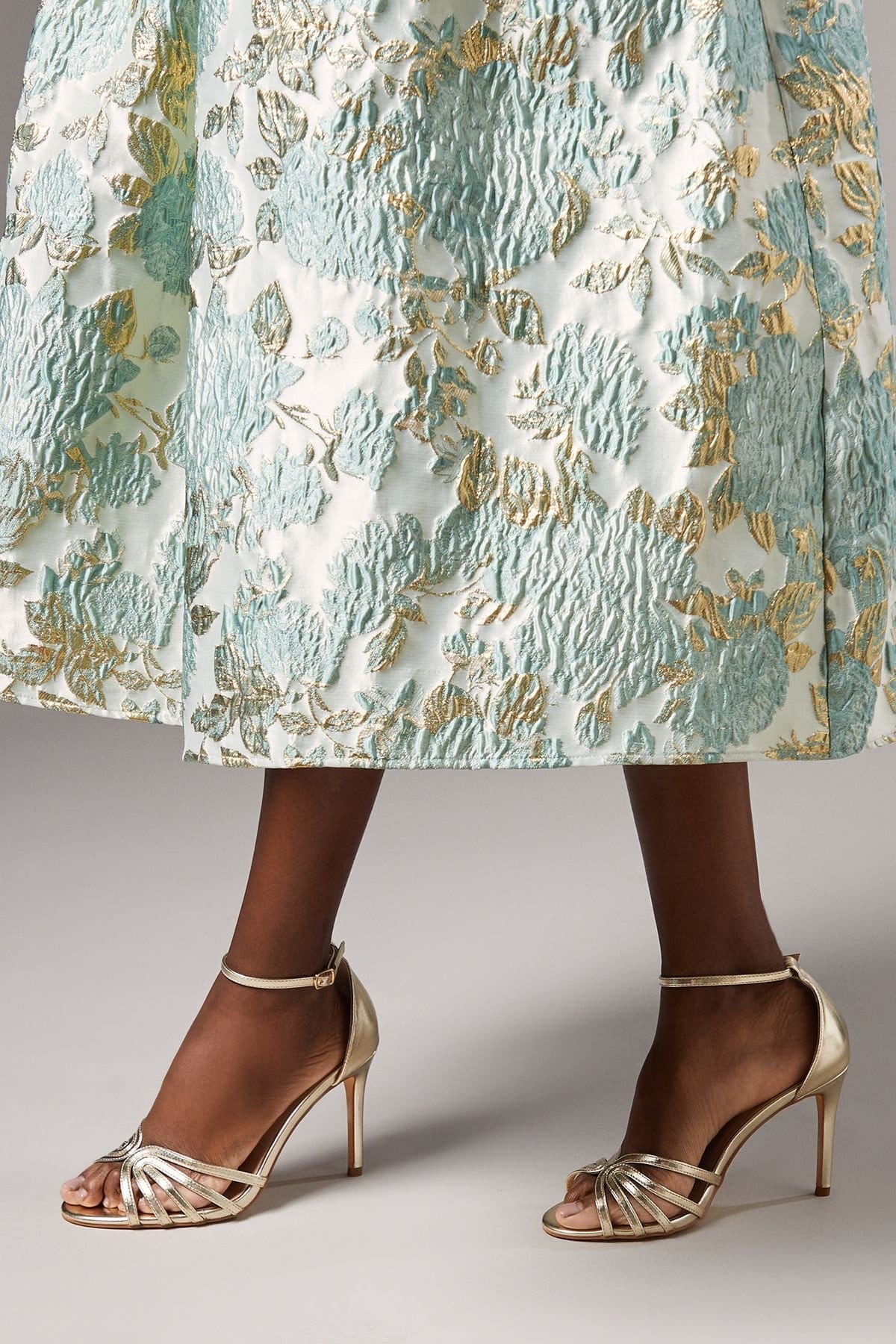 Coast Coast Women's Wide Fit Tilda Faux Leather Lattice Front High Heel Sandals in Gold - 3