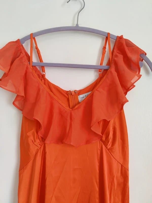 Never Fully Dressed Asymmetric Tangerine Summer Dress Long S