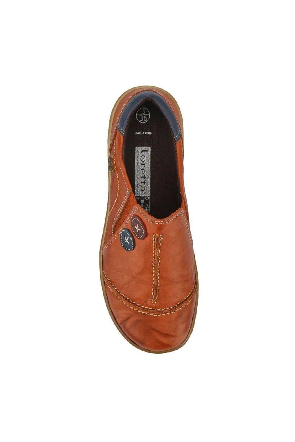 Pavers Pavers Women's Elasticated Leather Slip-On Shoes in Tan - 4