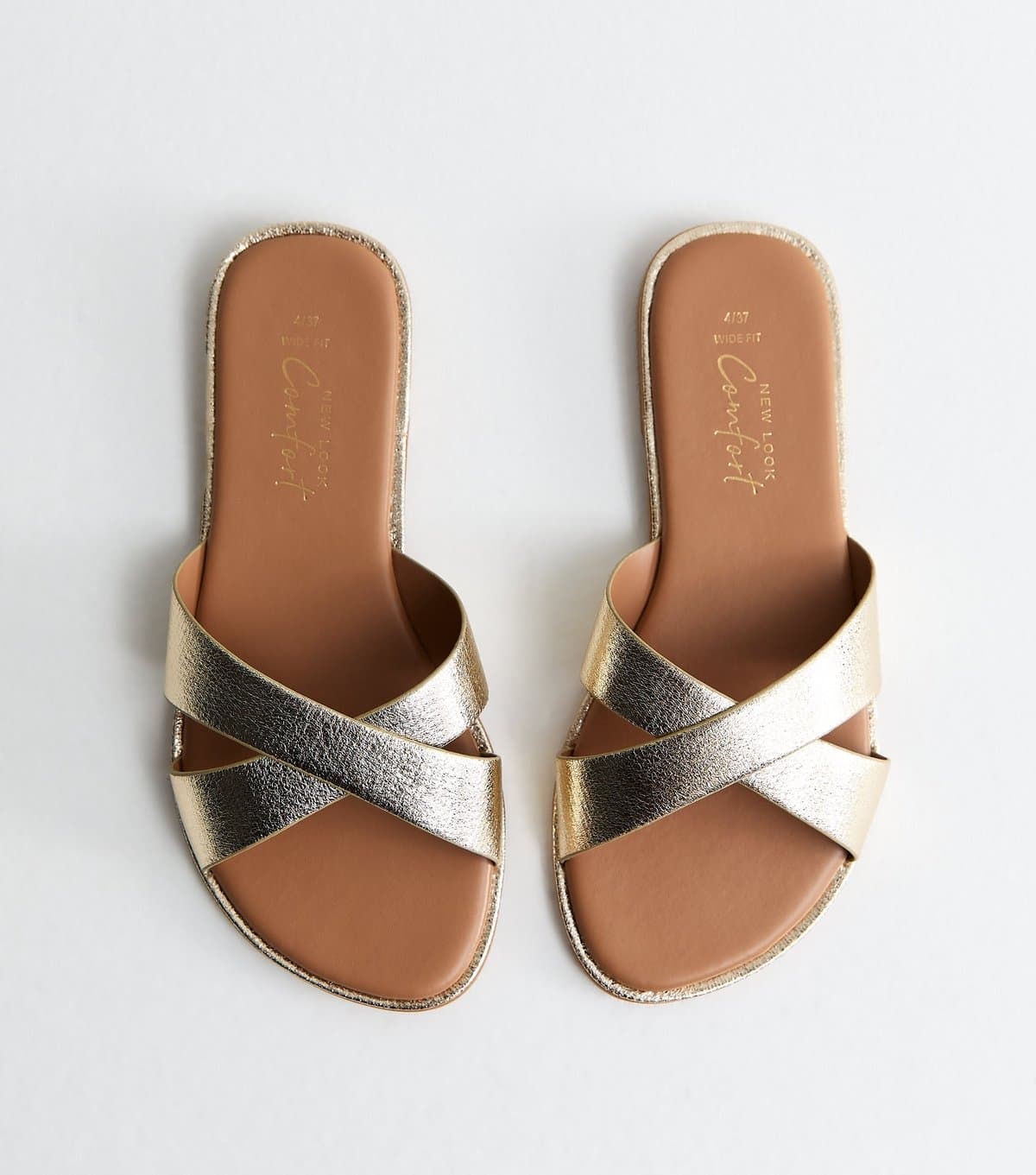 New Look New Look Gold Faux Leather Crossover Mule Sandals