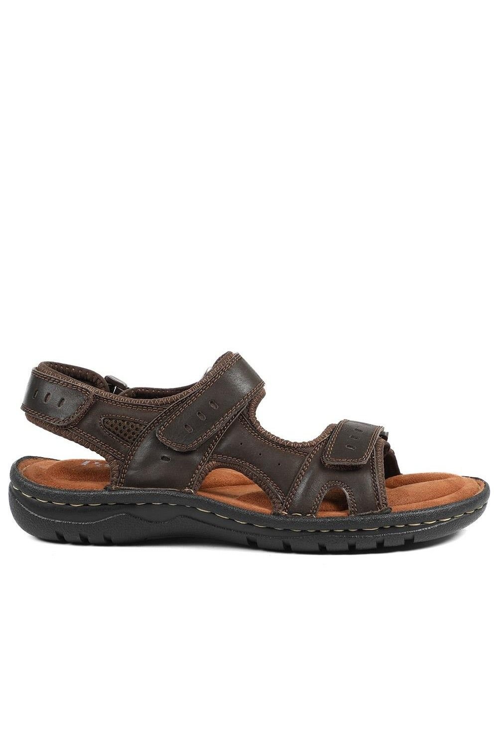 Pavers Pavers Men's Leather Dual Fit Sandals in Dark Brown - 2