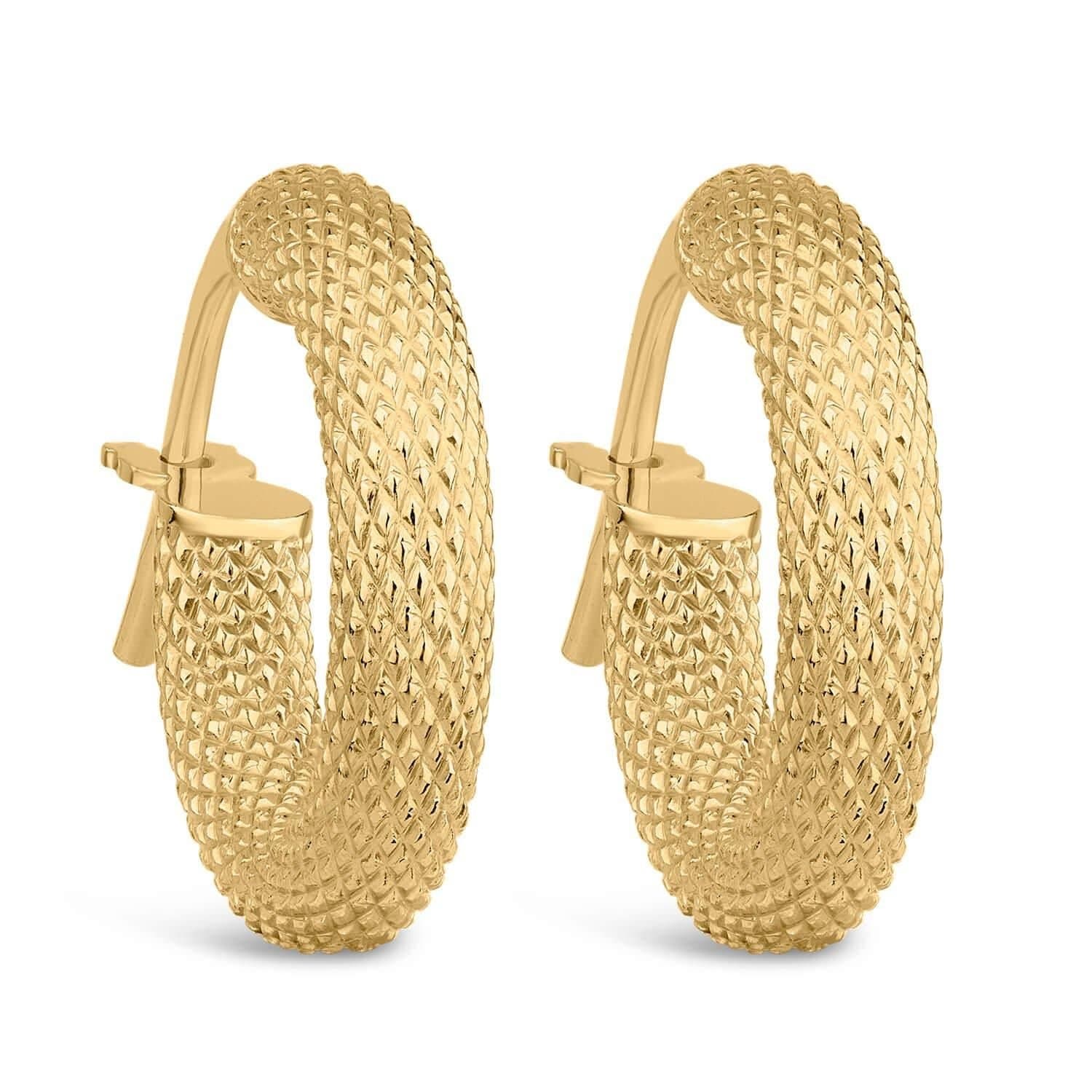 Fraser Hart Fraser Hart Women's 9ct Yellow Gold Decorated Texture Hoop Earrings