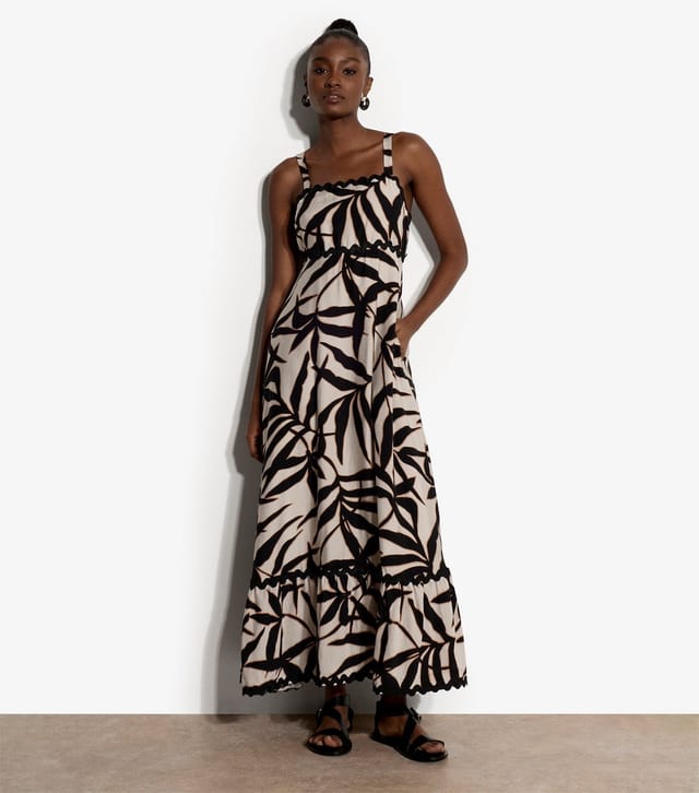 Apricot Women's Stone Leaf Print Square Neck Maxi Dress Apricot New Look - 3