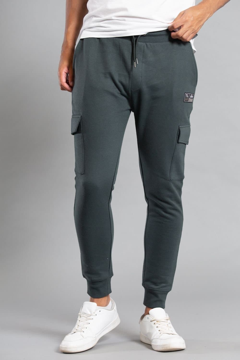 Tokyo Laundry Tokyo Laundry Men's Cotton Blend Joggers with Cargo-Style Pockets in Dark Green