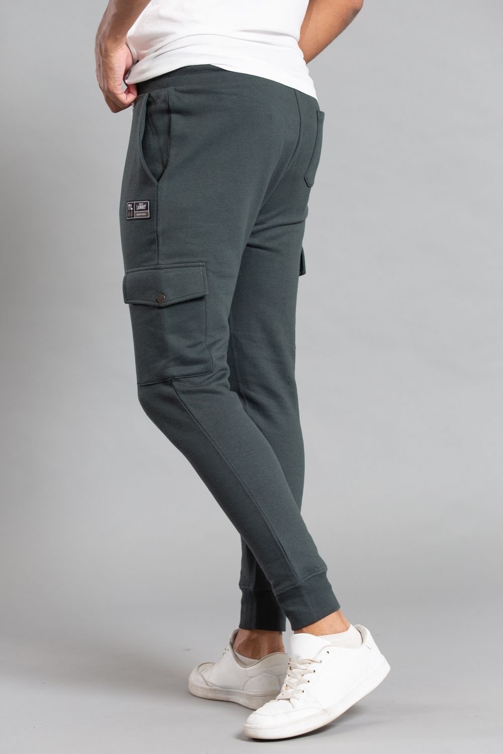 Tokyo Laundry Tokyo Laundry Men's Cotton Blend Joggers with Cargo-Style Pockets in Dark Green - 4