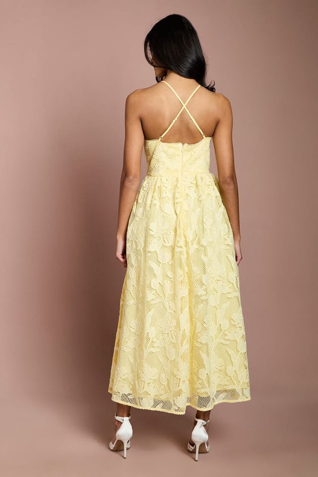 Coast Coast Women's Petite Halterneck Lace Midi Dress in Butter - 3