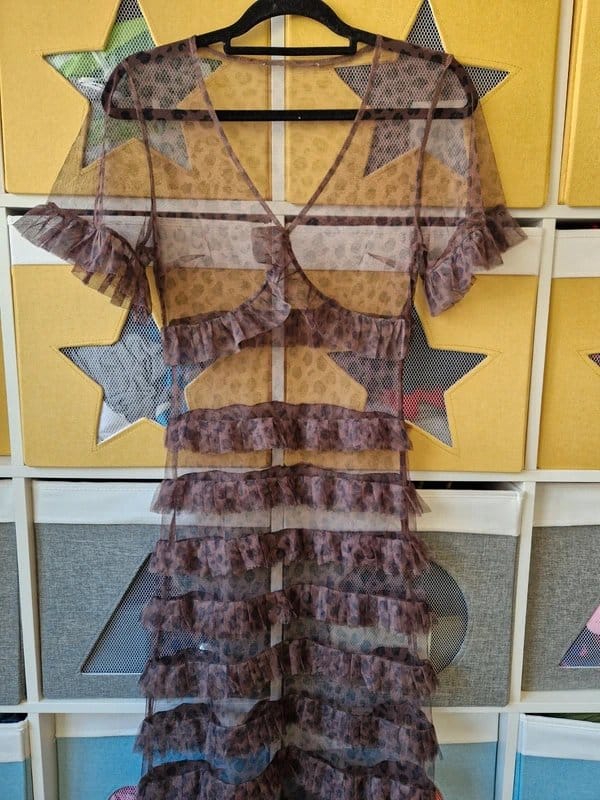 Never Fully Dressed Brown Leopard Kate Mesh Midi Dress Size 10