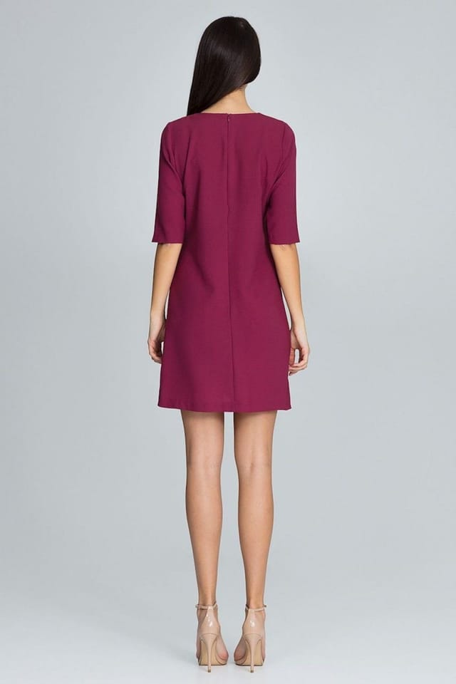 Love Lace Love Lace Women's Elegant 3/4 Sleeve Ruffle Cocktail Dress in Burgundy - 3