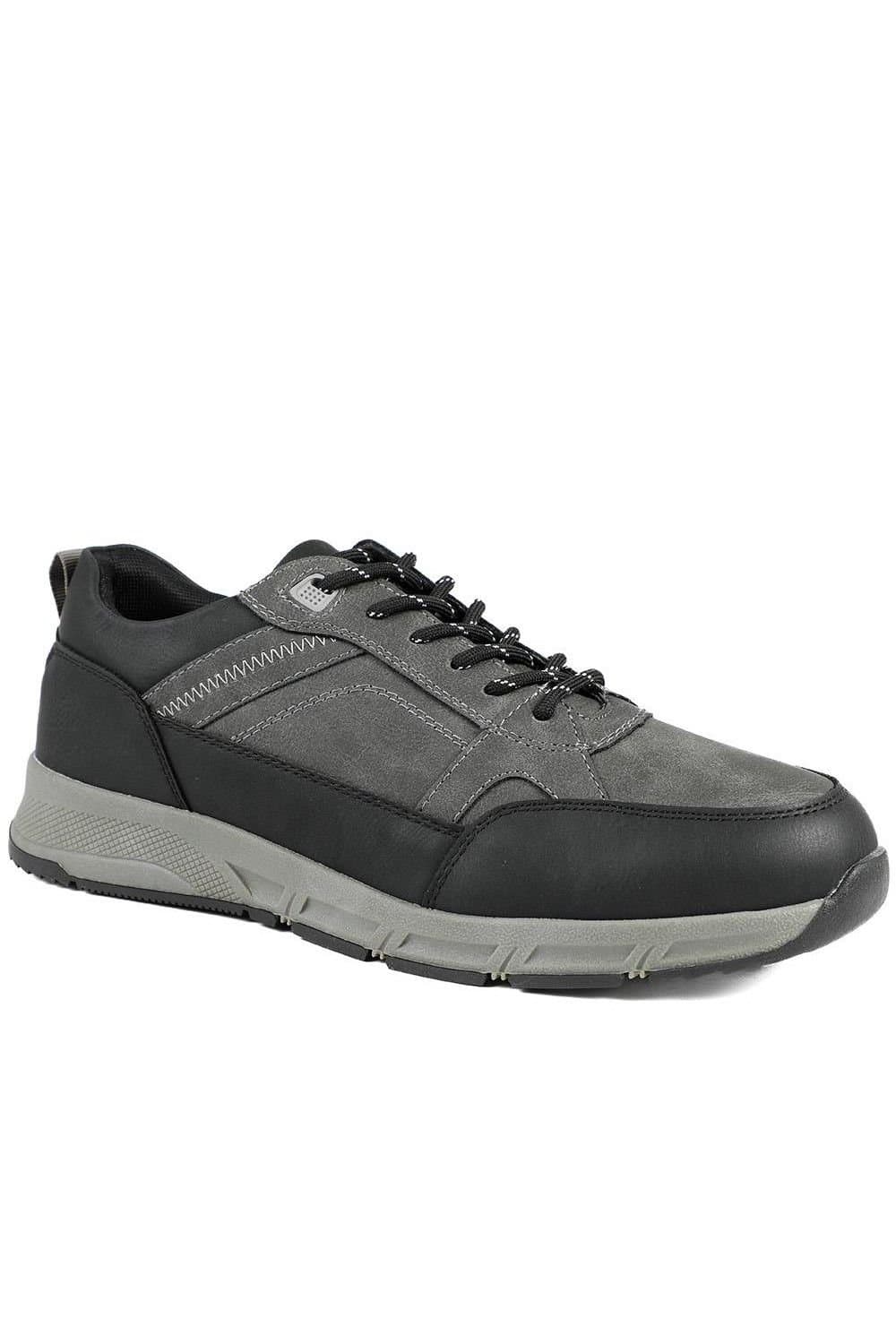 Pavers Pavers Men's Grey Wide Fit Lace-Up Trainers