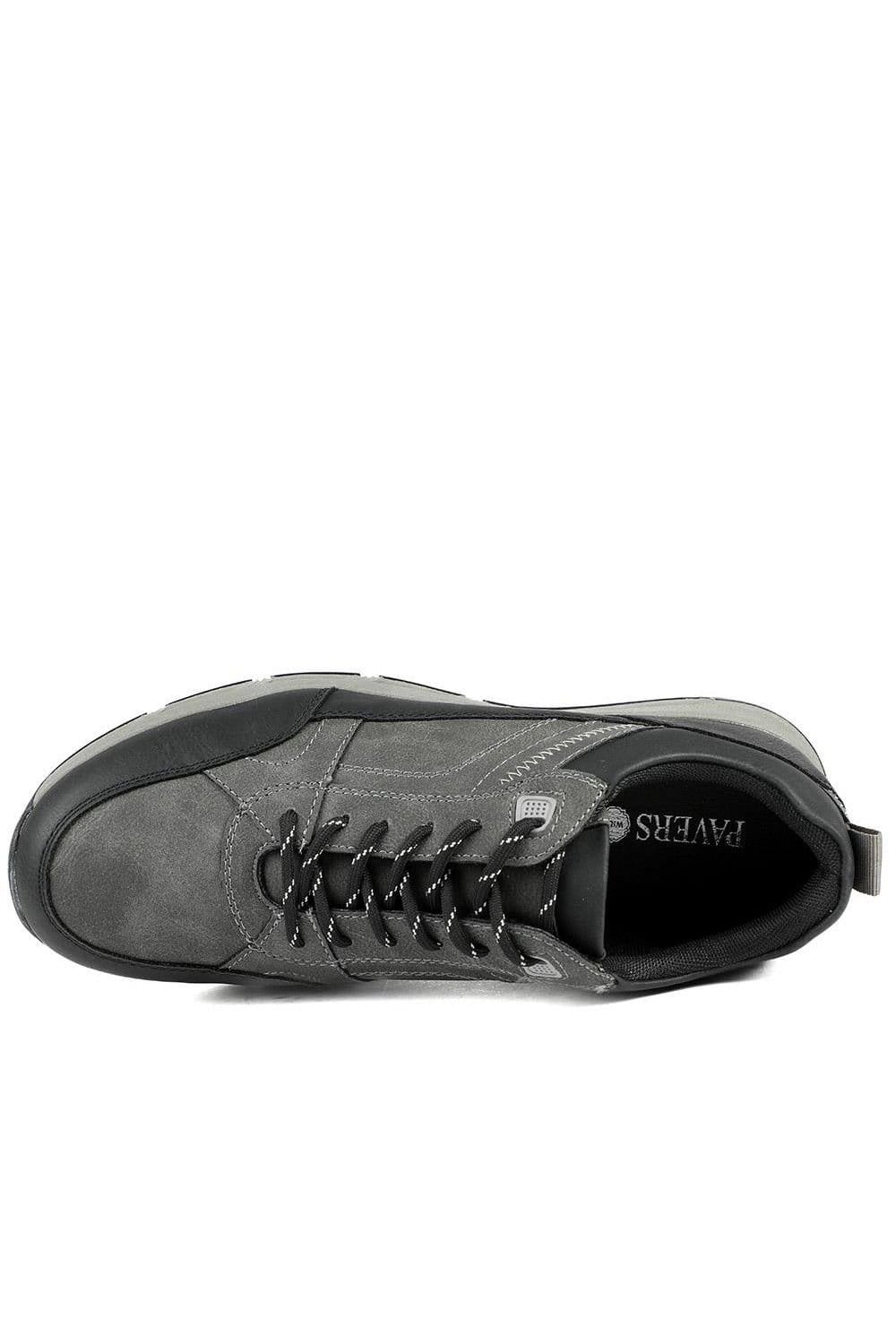 Pavers Pavers Men's Wide Fit Rugged Lace Up Trainers in Grey - 4