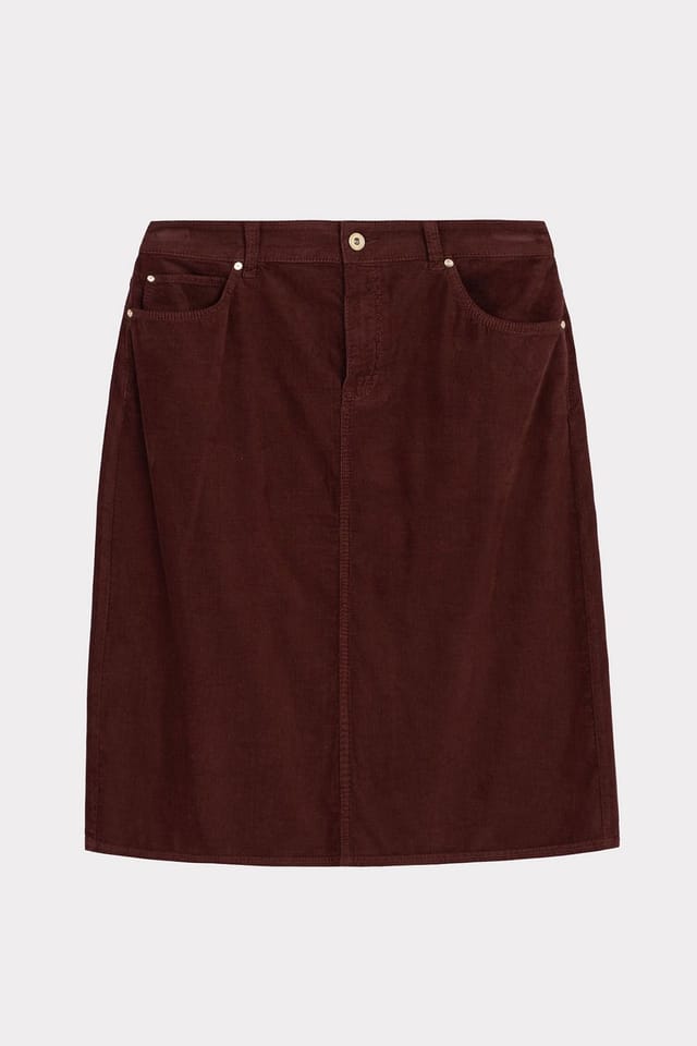 Kettlewell Kettlewell Women's Jamie Cord Knee Length Skirt in Chocolate - 2