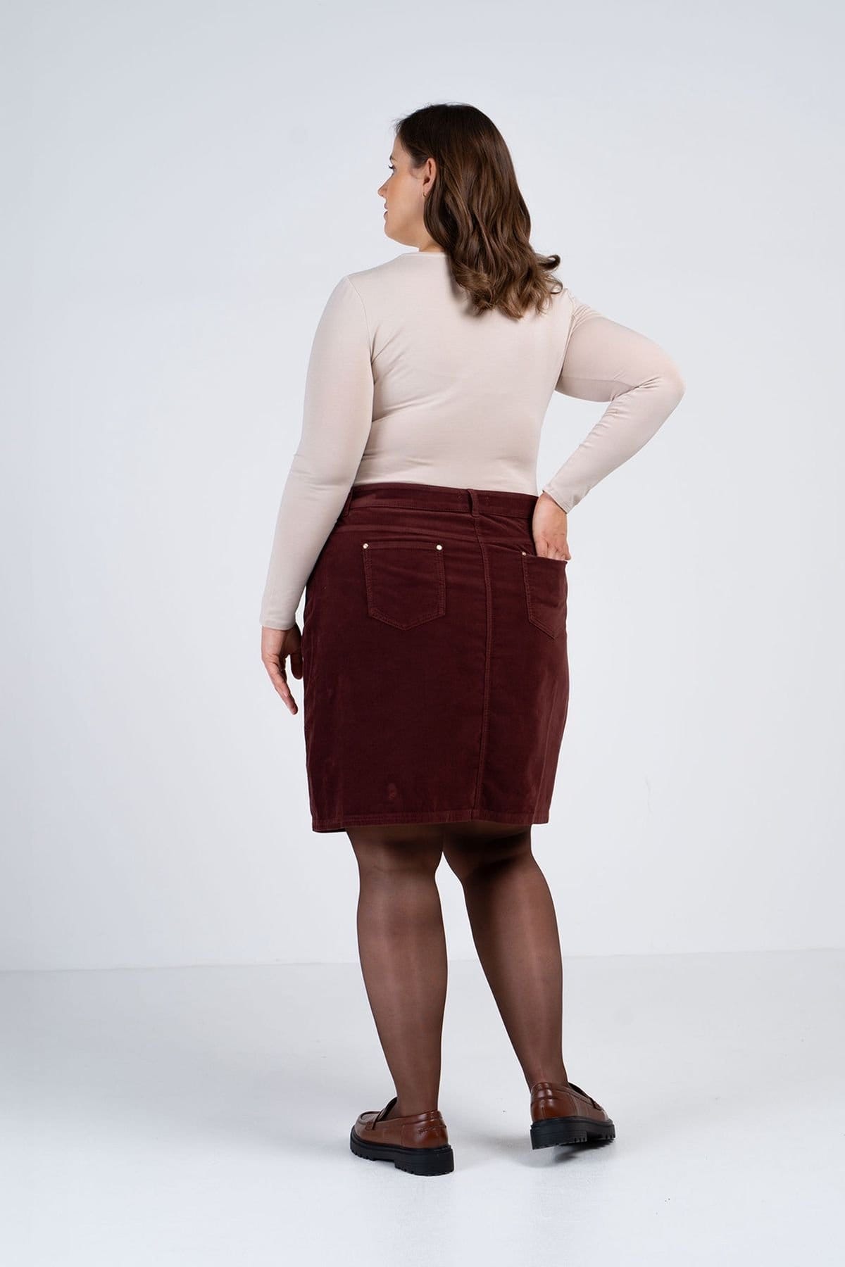 Kettlewell Kettlewell Women's Jamie Cord Knee Length Skirt in Chocolate - 4