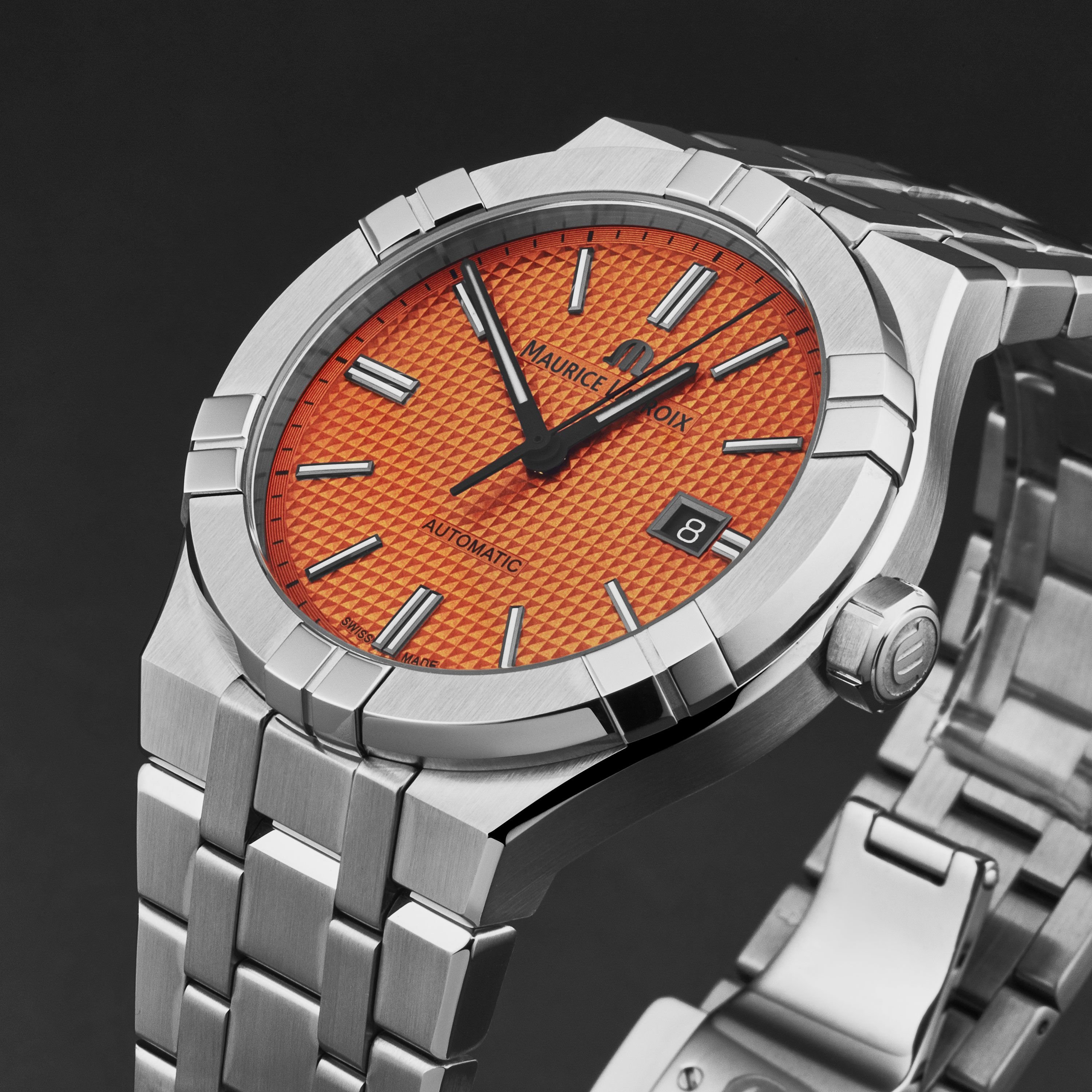Maurice Lacroix Maurice Lacroix Women's 'Aikon' Orange Dial Stainless Steel Bracelet Automatic Watch - 2