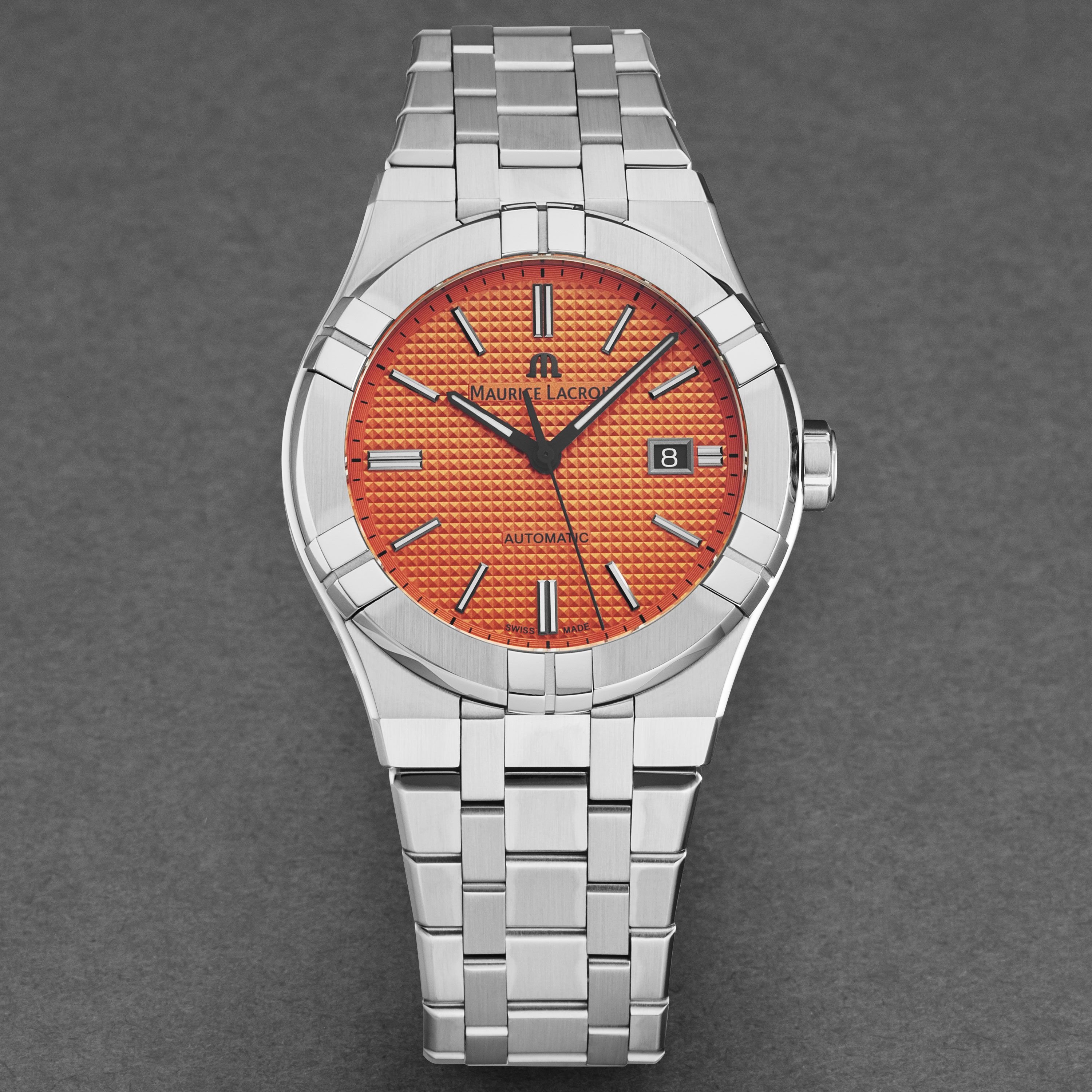 Maurice Lacroix Maurice Lacroix Women's 'Aikon' Orange Dial Stainless Steel Bracelet Automatic Watch - 4