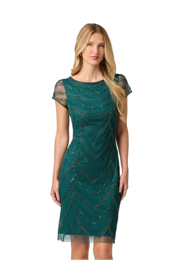 Adrianna Papell Adrianna Papell Women's Beaded Cocktail Dress in Dark Green - 2