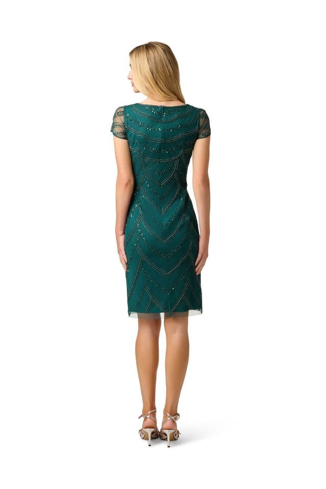 Adrianna Papell Adrianna Papell Women's Beaded Cocktail Dress in Dark Green - 3