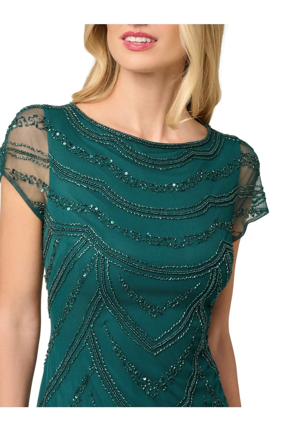 Adrianna Papell Adrianna Papell Women's Beaded Cocktail Dress in Dark Green - 4