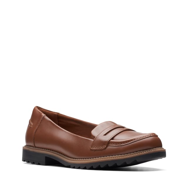 Clarks Clarks Women's Griffin Milly Tan Leather Loafers, Slip Ons in Brown - 2