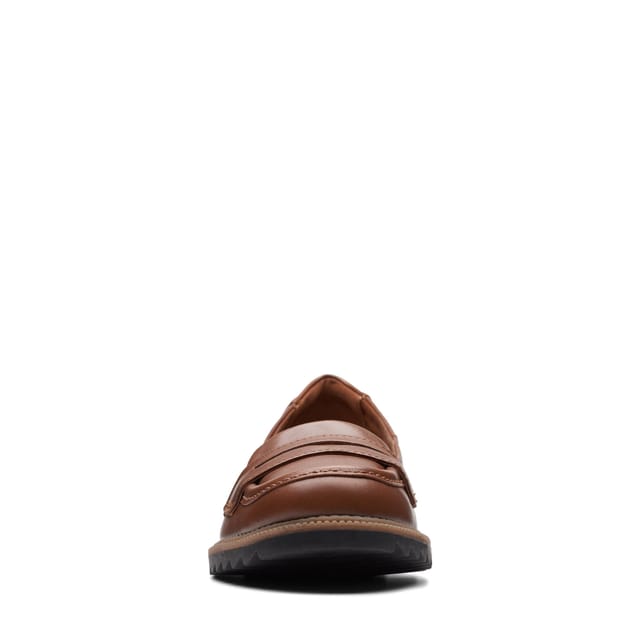 Clarks Clarks Women's Griffin Milly Tan Leather Loafers, Slip Ons in Brown - 3