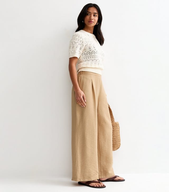 New Look Women's Petite Stone Pull On Wide Leg Trousers New Look - 3