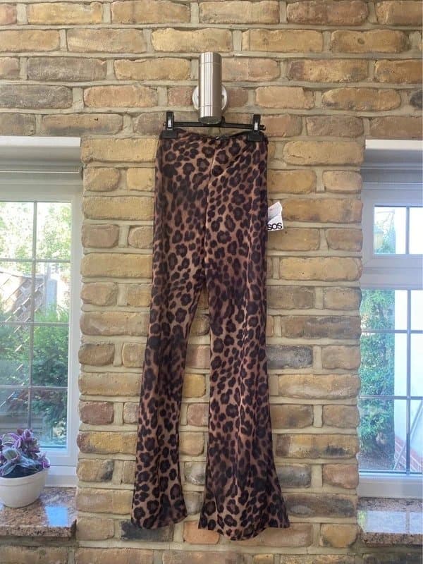 ASOS ASOS design flared sheer mesh leopard trousers