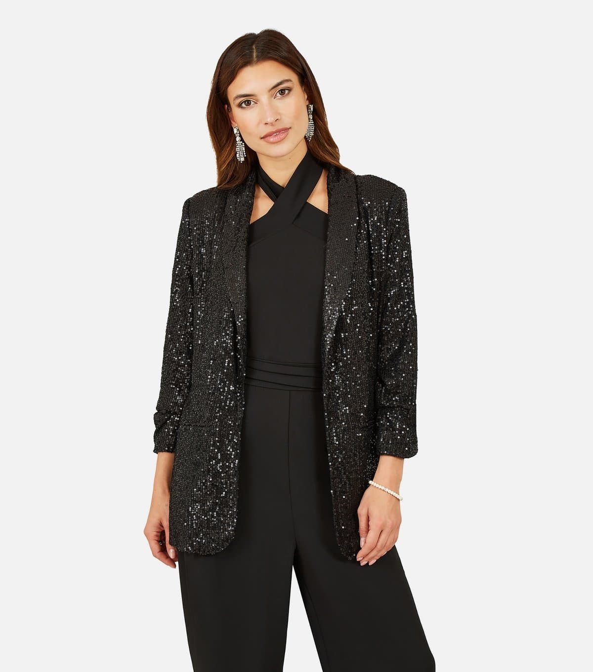 Yumi Women's Black Sequin Blazer Yumi New Look