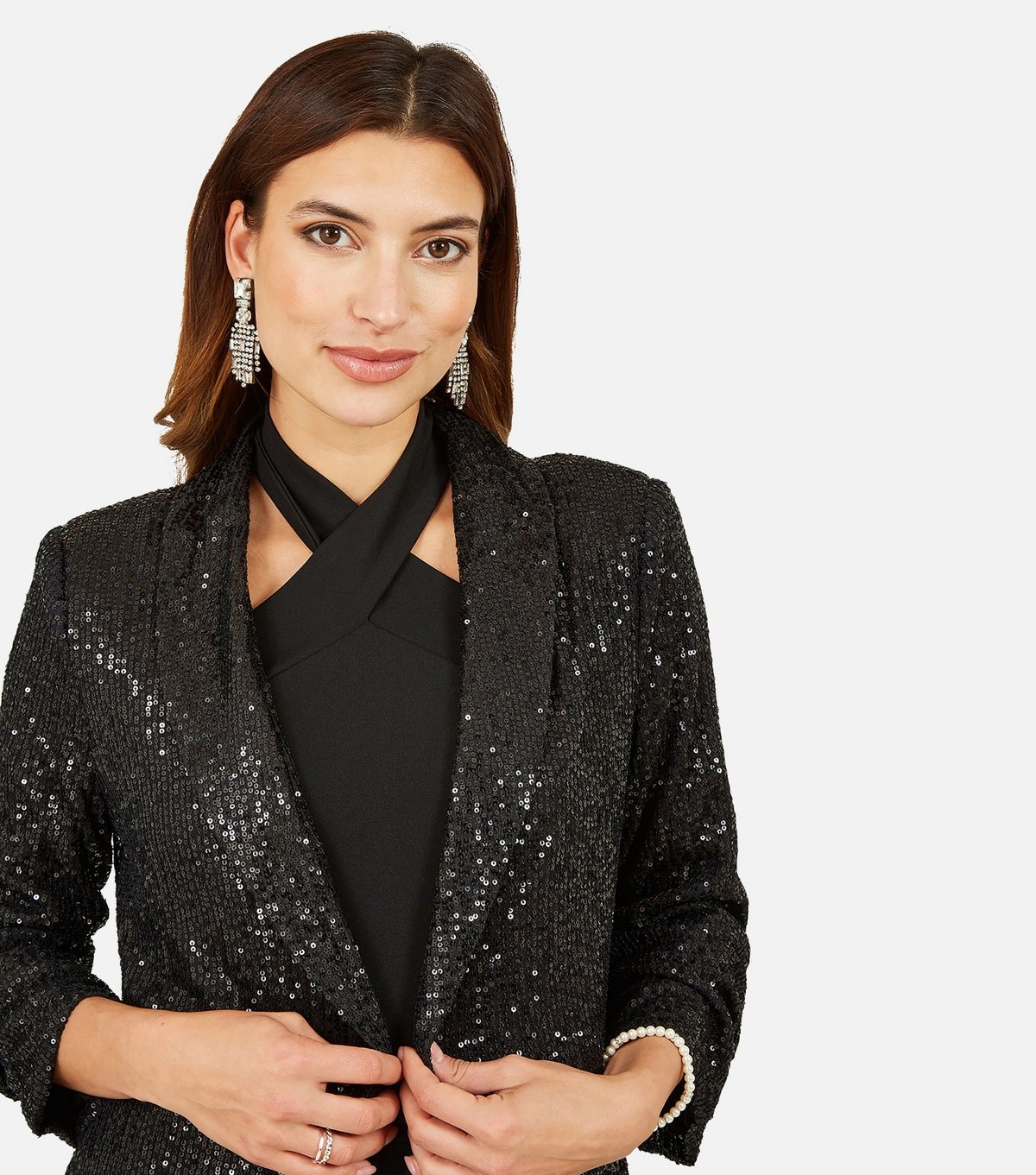 Yumi Women's Black Sequin Blazer Yumi New Look - 3