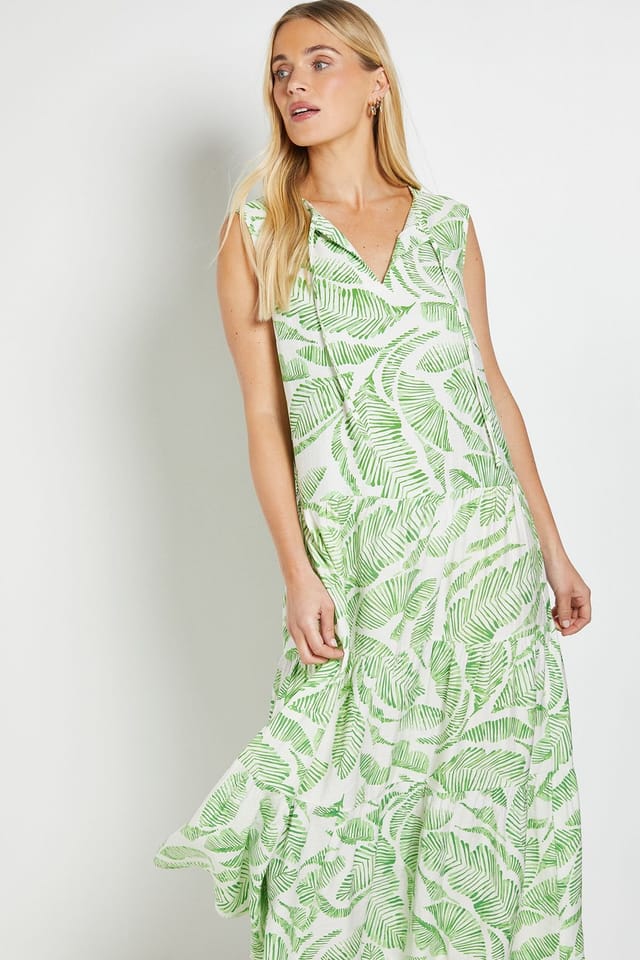 Wallis Wallis Women's Petite Summer Tropical Maxi Dress in Green - 2