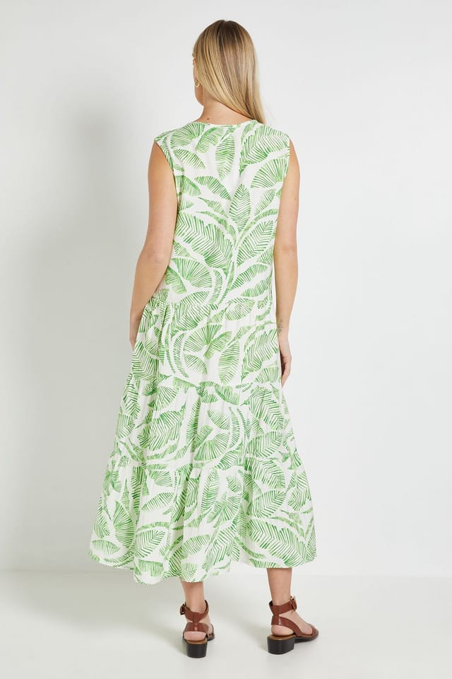 Wallis Wallis Women's Petite Summer Tropical Maxi Dress in Green - 3