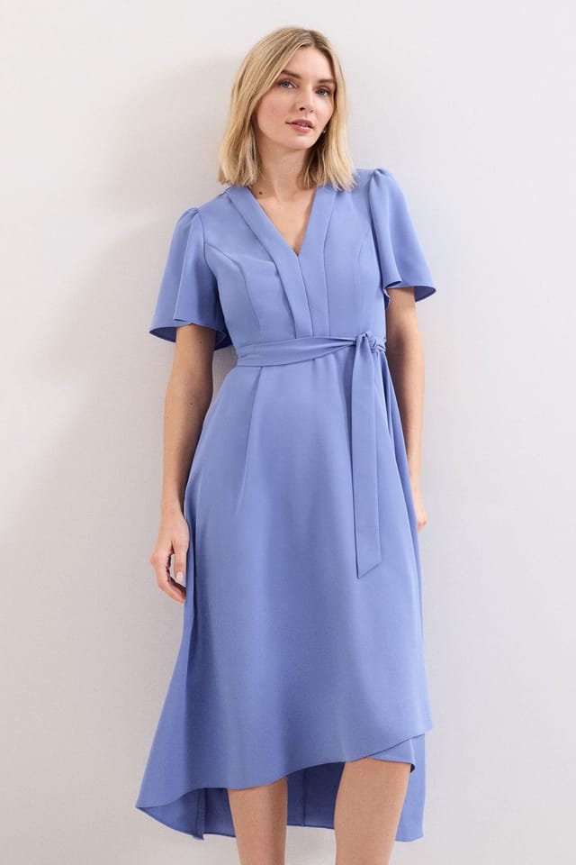 Phase Eight Phase Eight Women's Jessica Short Sleeve V-Neck Midi Dress in Baby Blue - 3