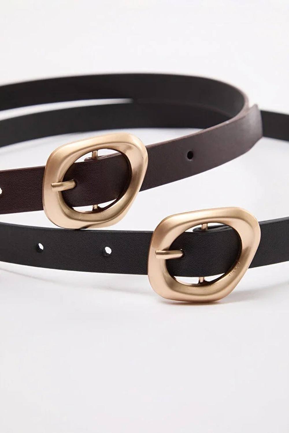 WOVCOR WOVCOR Women's Double Pack Asymmetric Buckle Slim Women's Belt Set - 2