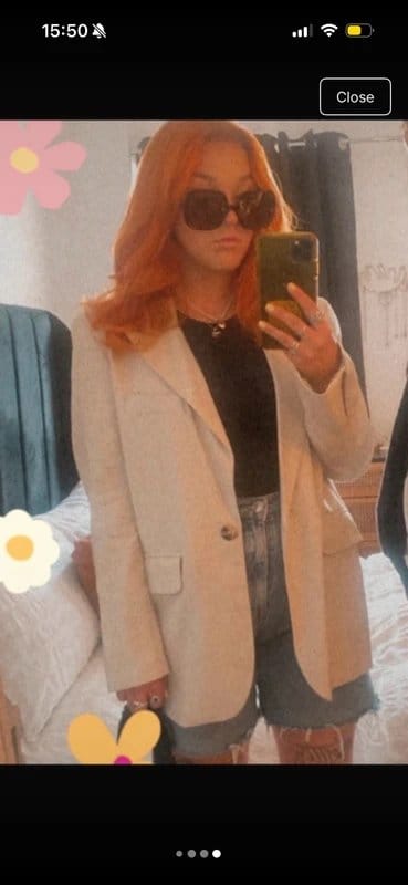 Bershka Cream Linen Blend Blazer