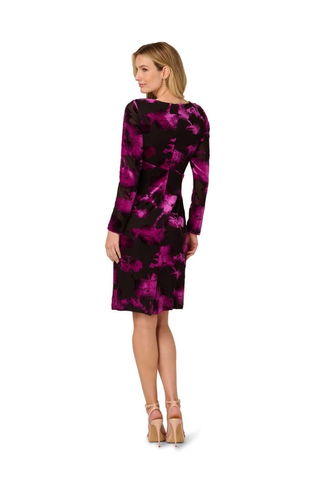 Adrianna Papell Adrianna Papell Women's Surplus Velvet Midi Dress in Purple - 3