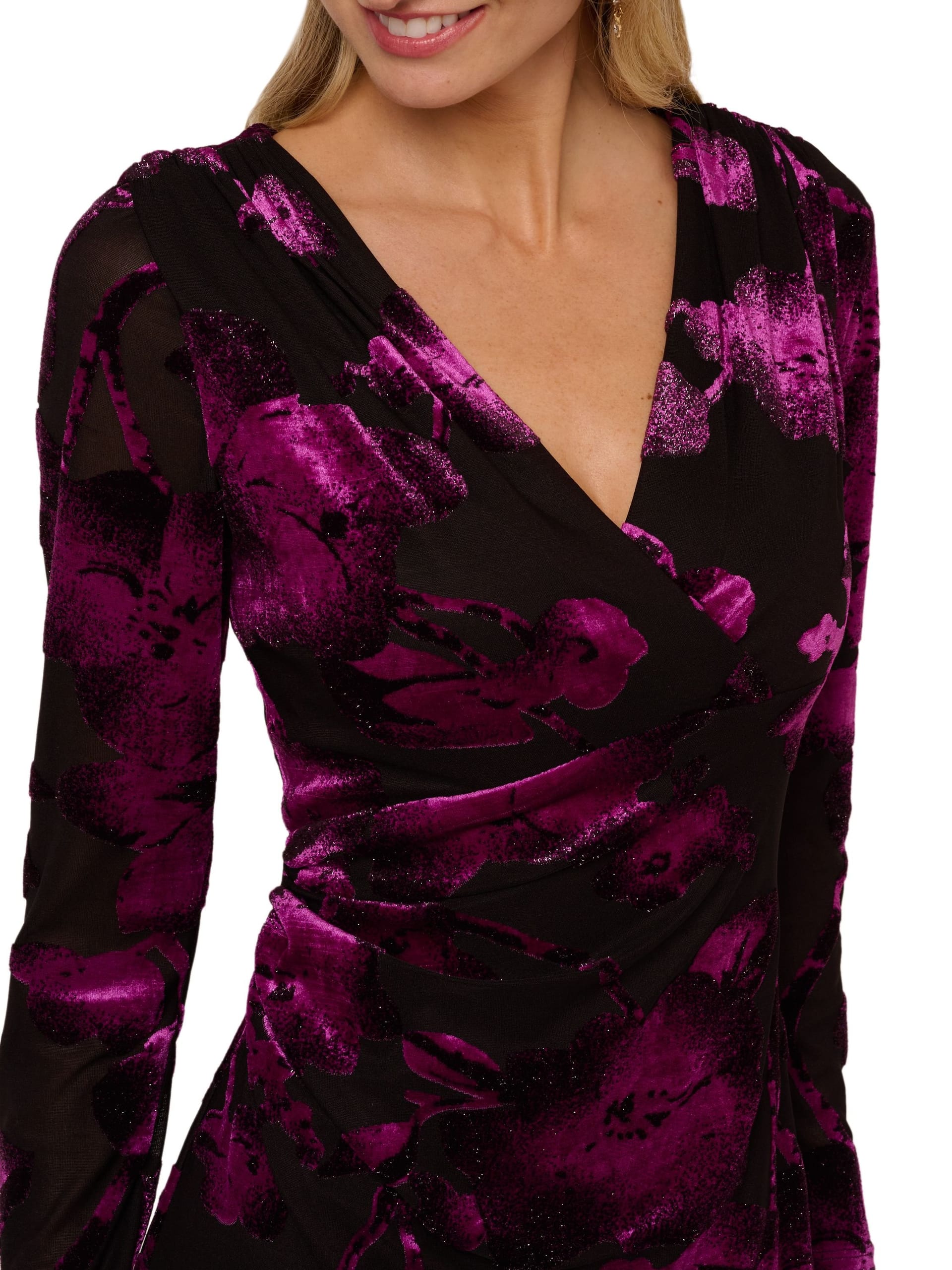 Adrianna Papell Adrianna Papell Women's Surplus Velvet Midi Dress in Purple - 4