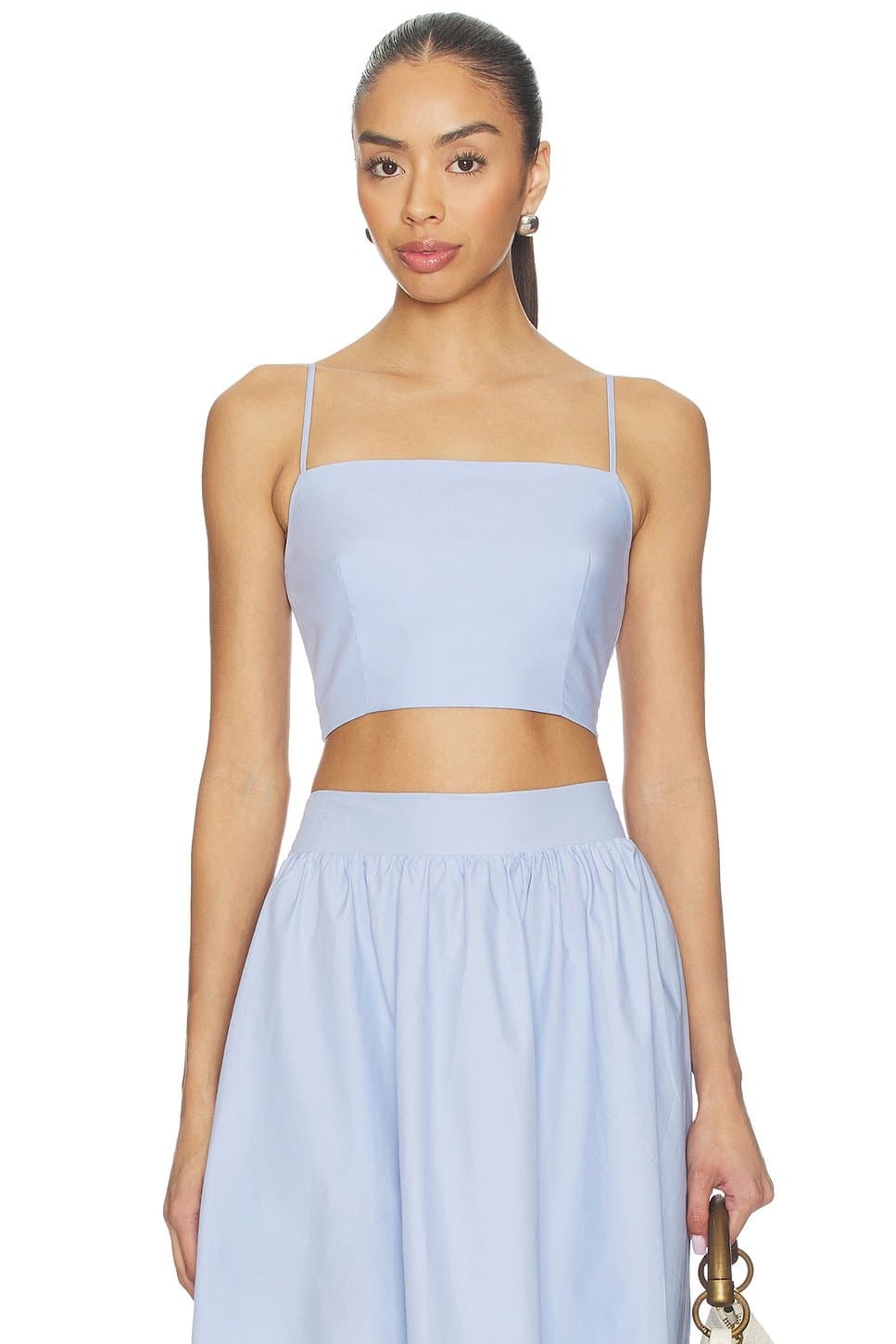 revolve Revolve Smocked Poplin Crop Top in Frosty