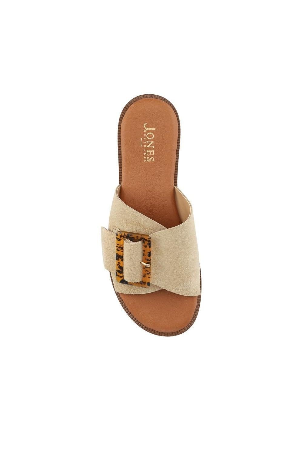 Jones Bootmaker Jones Bootmaker Women's Jasmyn Leather Peep Toe Mule Sandals in Beige - 4
