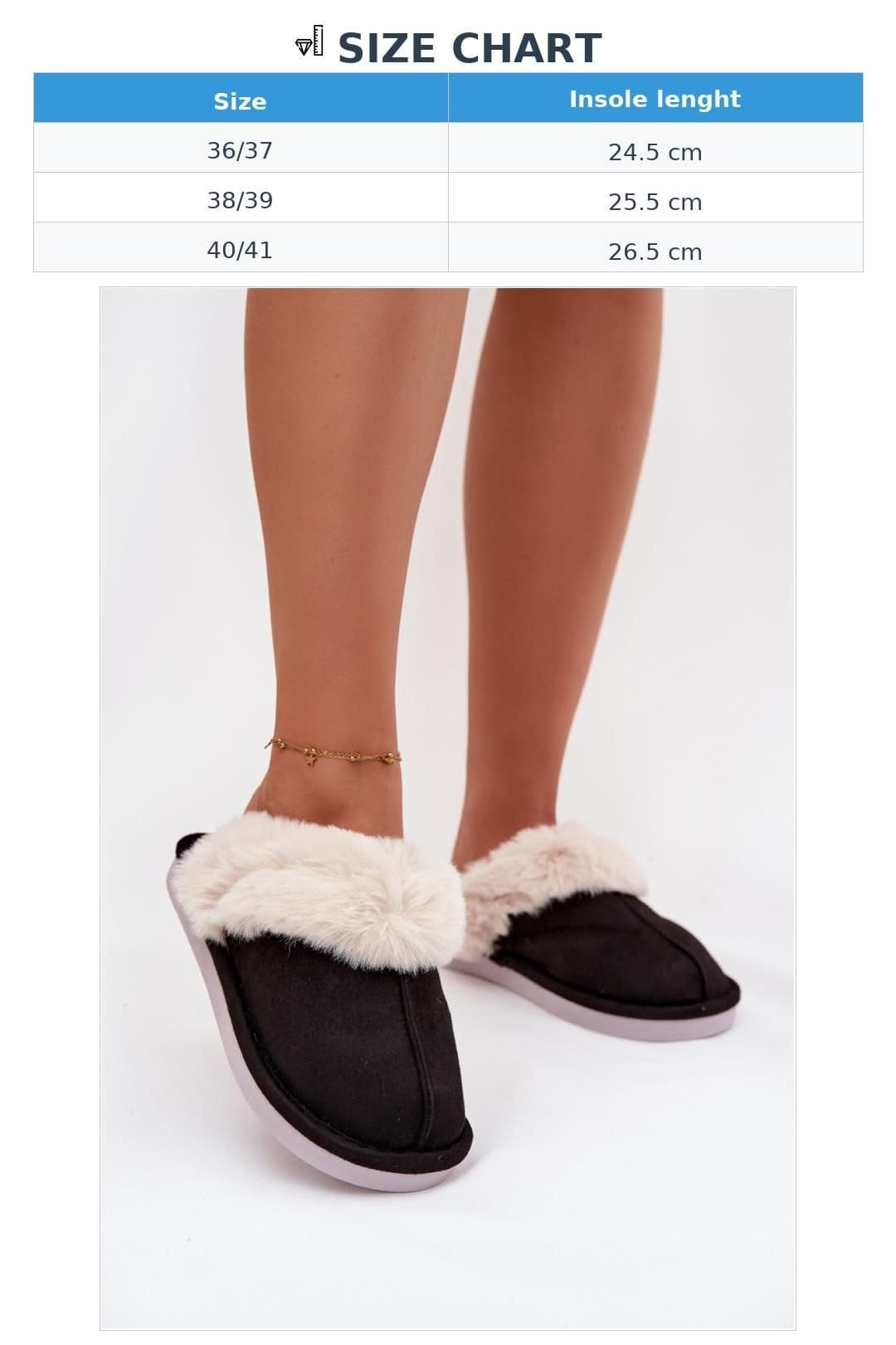 Love Lace Love Lace Women's Warm Insulated Slippers in Suede with Fur Trim & Wide Toe in Black - 4